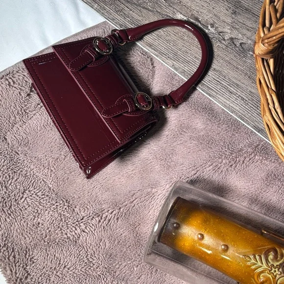 Call It Spring Glossy Burgundy Mini Top-Handle Bag - Picture 4 of 12